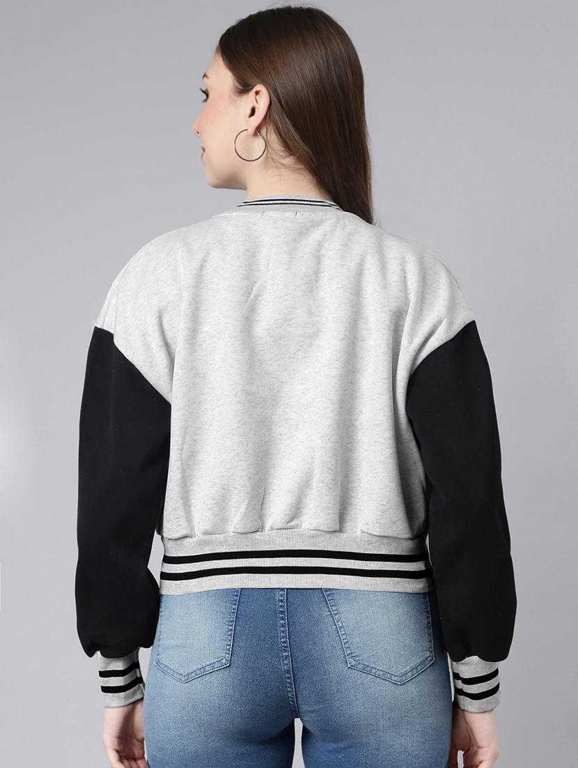 women color blocked long sleeve varsity jacket - 21941895 - Standard Image - 4