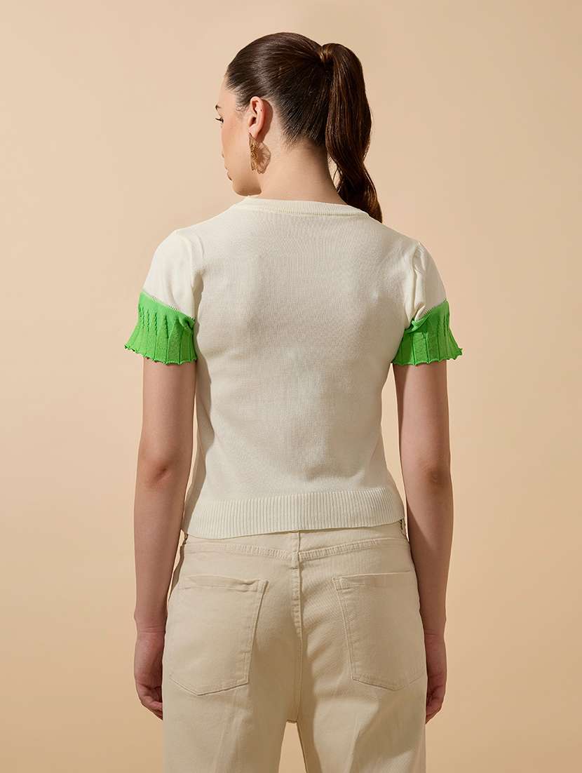 women color blocked short sleeve top - 21941899 -  Standard Image - 4