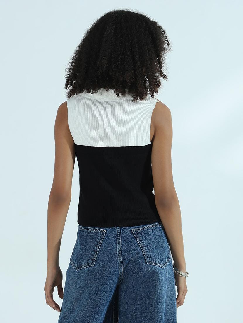 women color blocked sleeveless crop top - 21941900 - Standard Image - 4