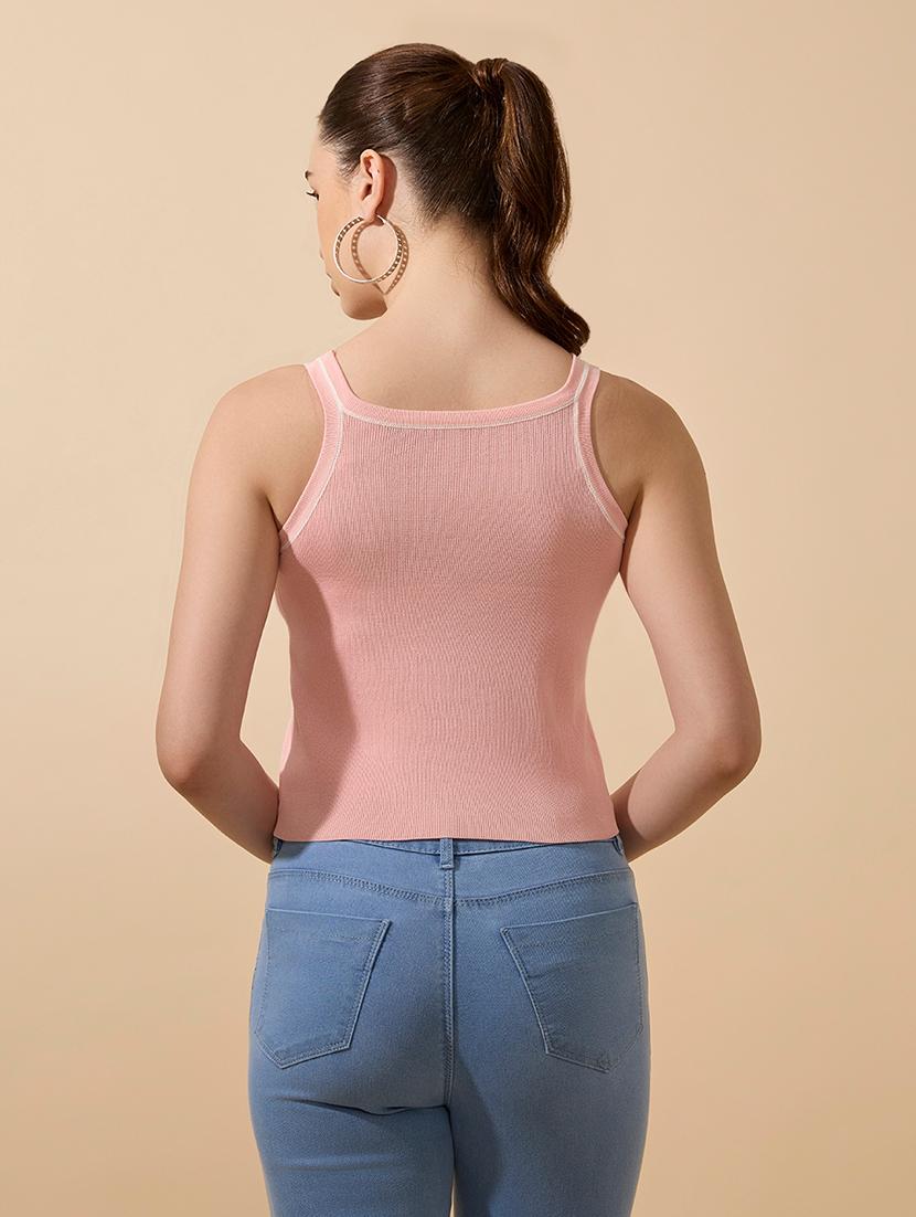 women solid shoulder strap tank top - 21941901 - Standard Image - 4