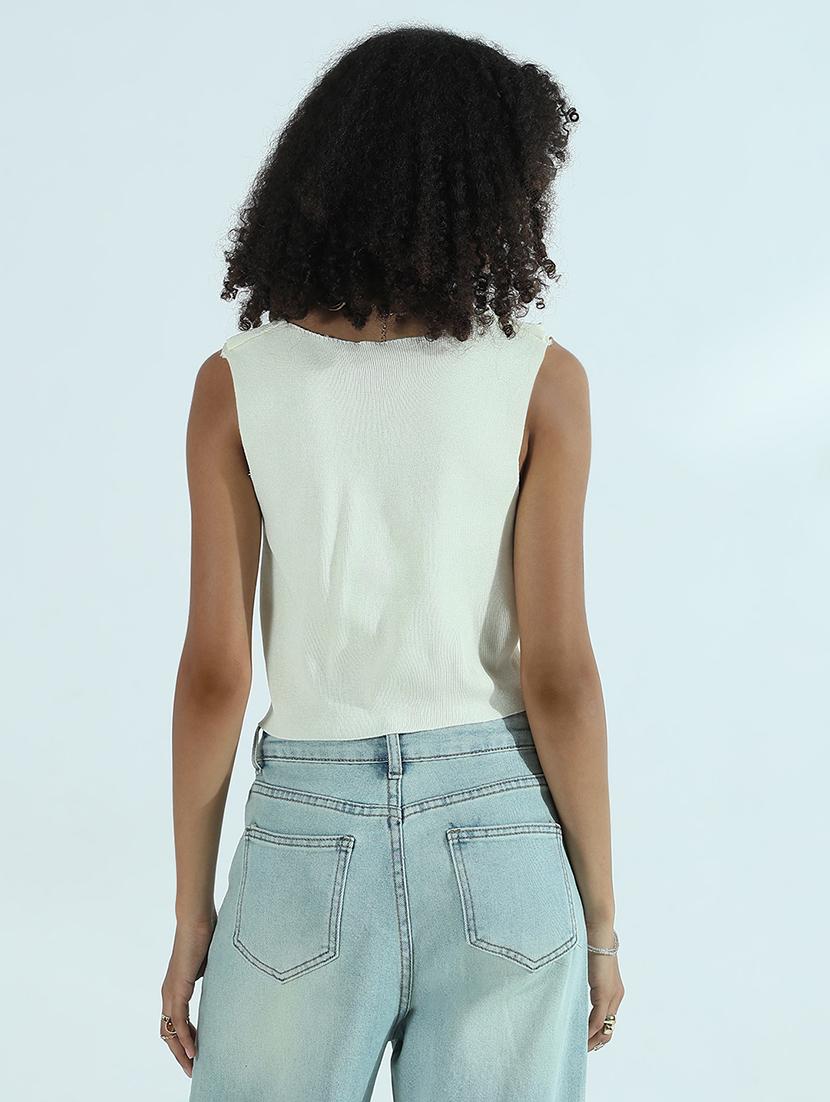 women white collared sleeveless vest top - 21941903 - Standard Image - 4