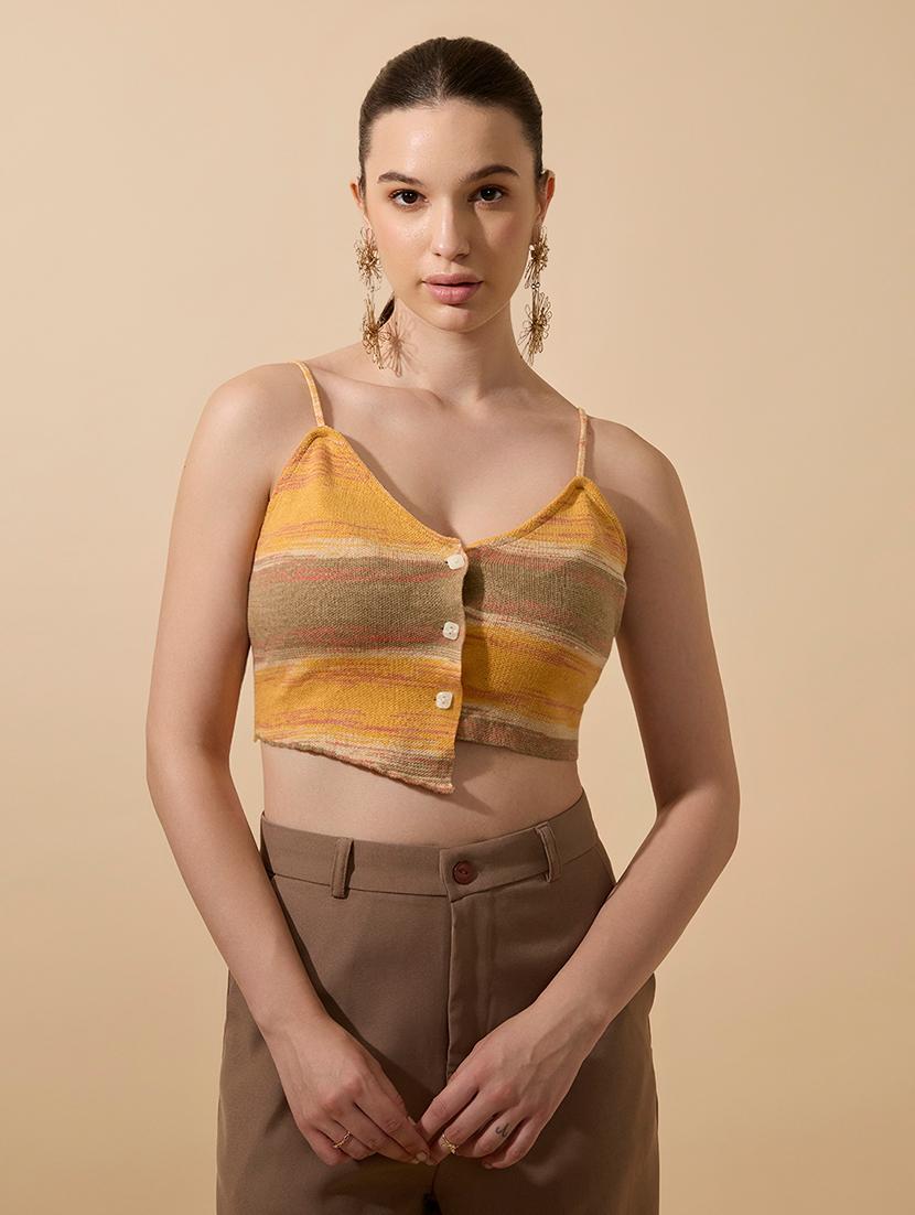 women printed shoulder strap crop tank top - 21941904 -  Standard Image - 1