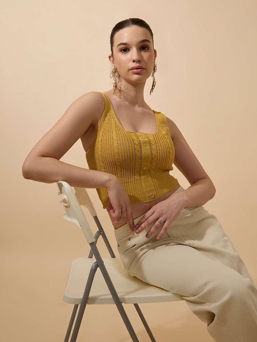 women self designed sleeveless crop top - 21941906 - Zoom Image - 0