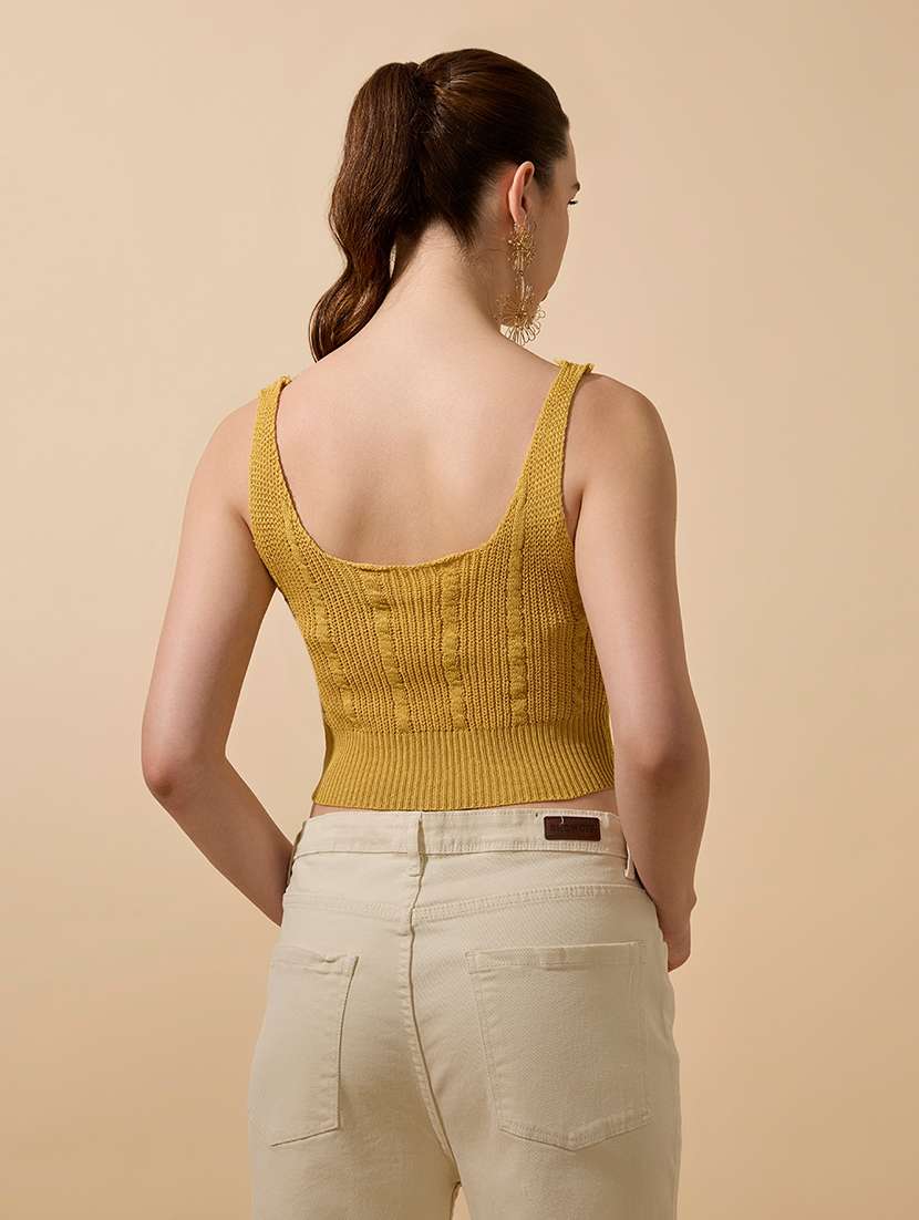women self designed sleeveless crop top - 21941906 - Standard Image - 4