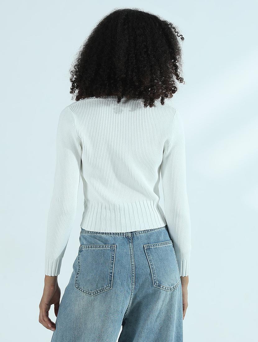 women solid long sleeve crop top - 21941912 - Standard Image - 4