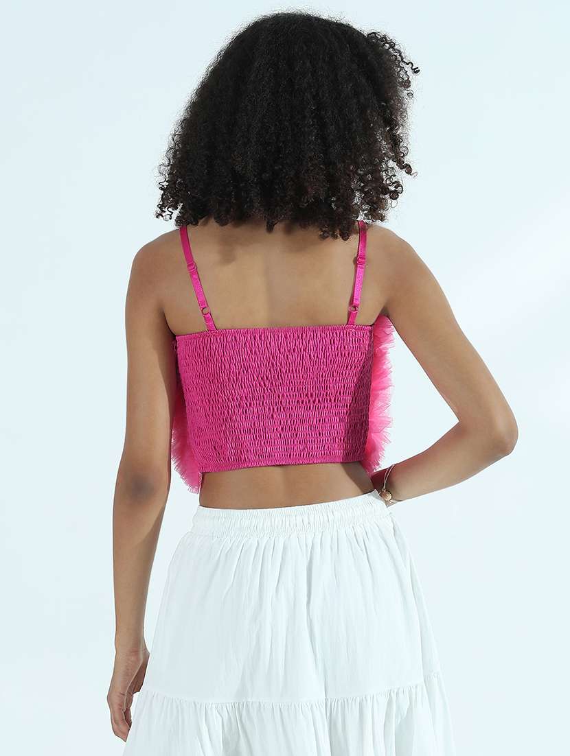 women solid shoulder strap crop top - 21941920 - Standard Image - 4