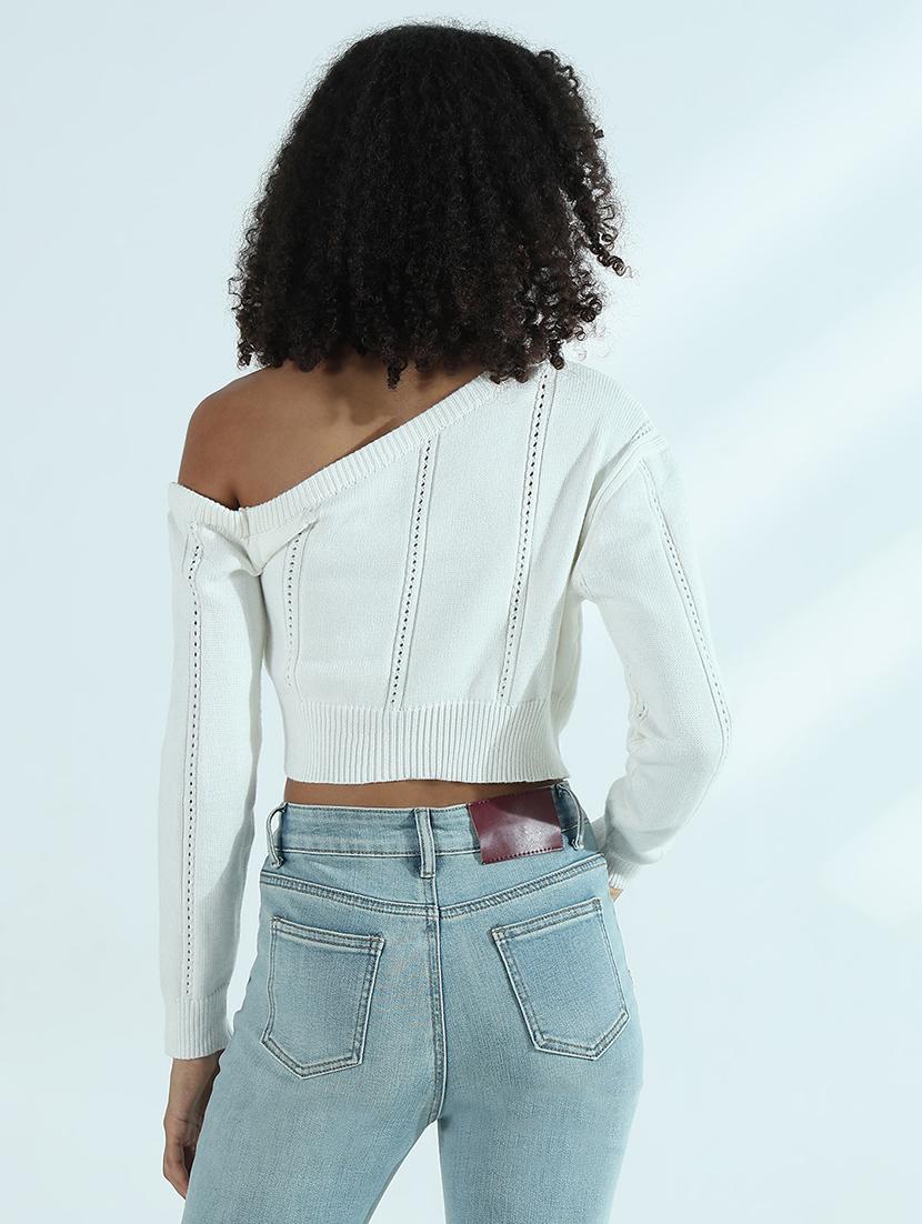 women solid asymmetric neck crop top - 21941929 - Standard Image - 4