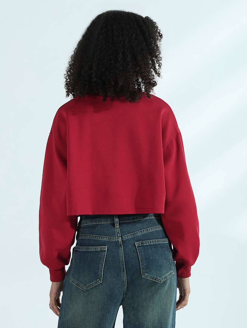 women printed long sleeve crop sweatshirt - 21941934 -  Standard Image - 4