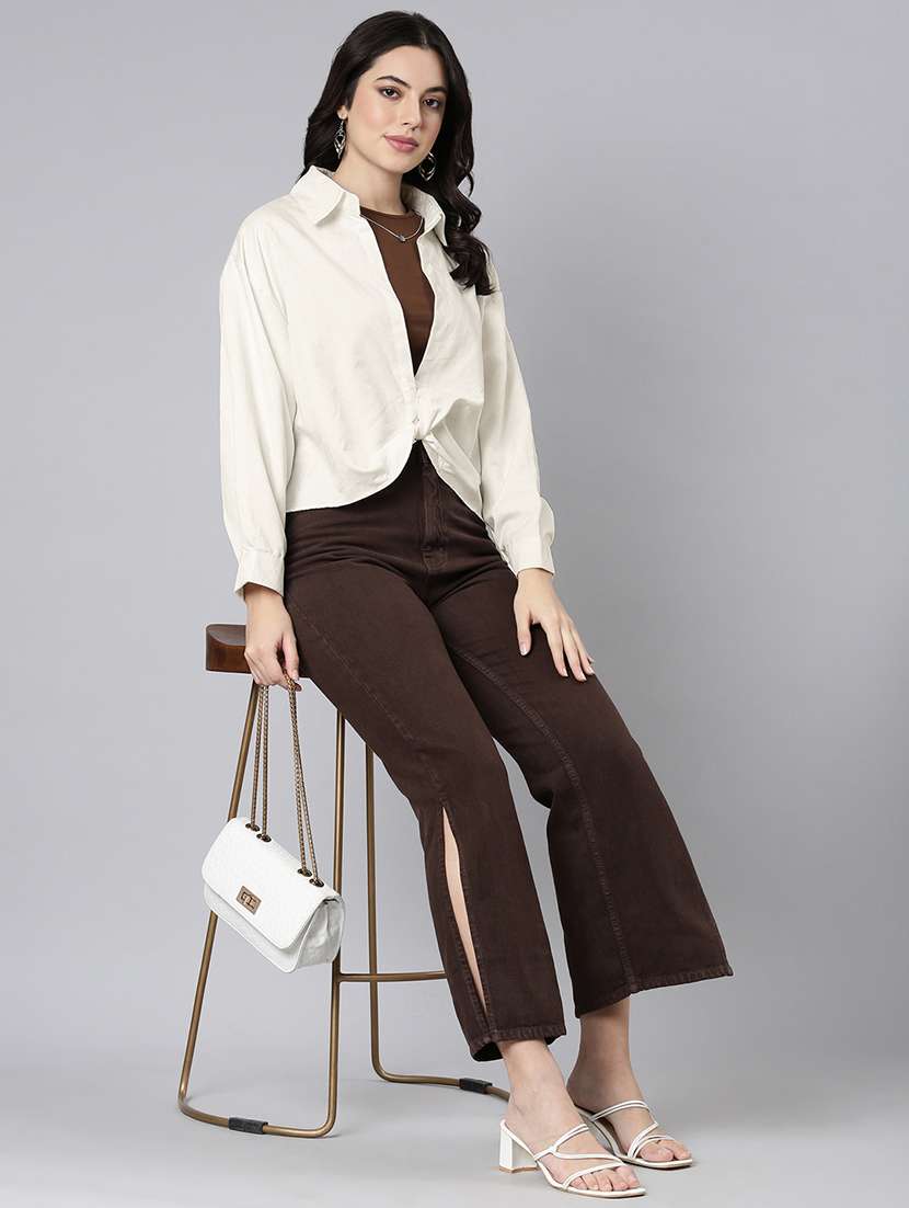 women solid collared shirt style top with tank top - 21941955 -  Standard Image - 4