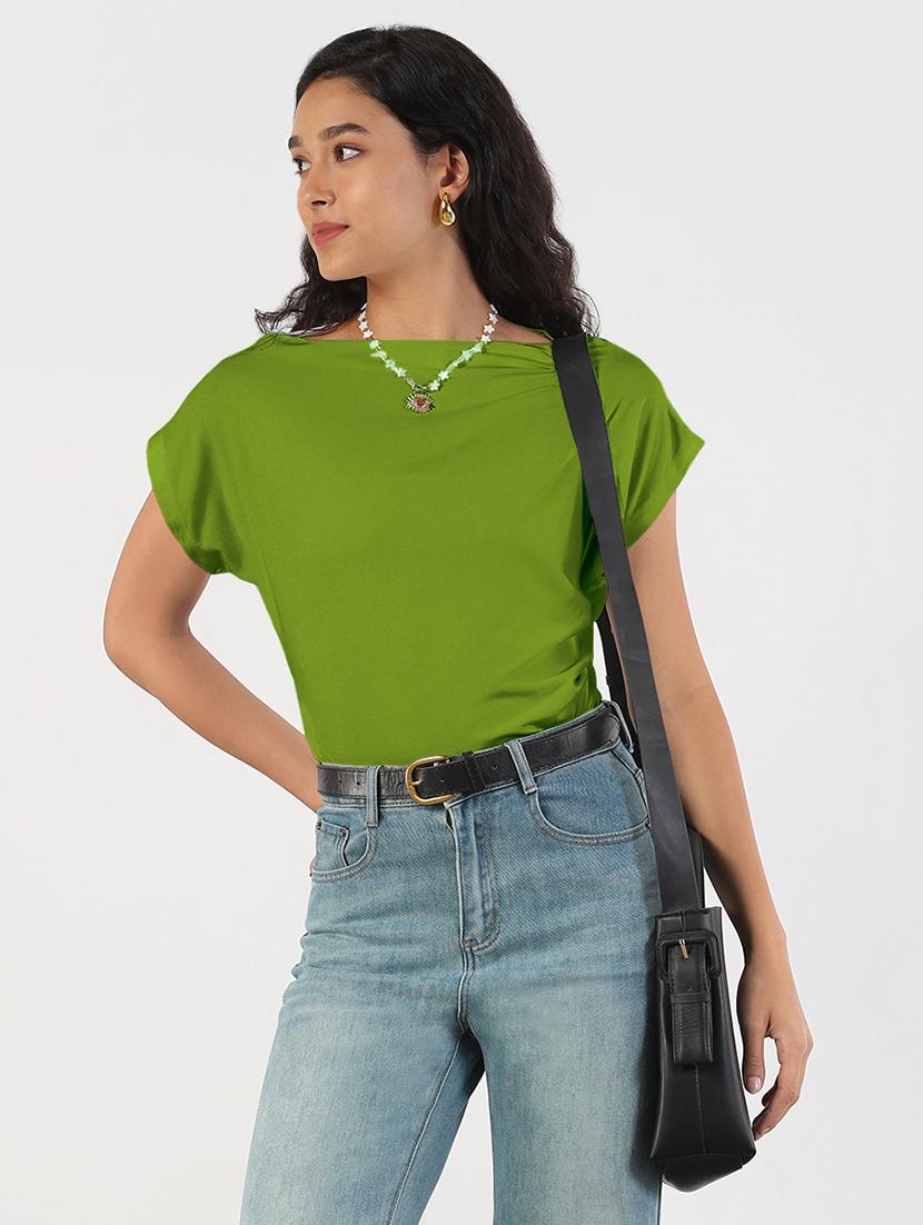 women green solid boat neck regular top - 21941964 - Zoom Image - 0