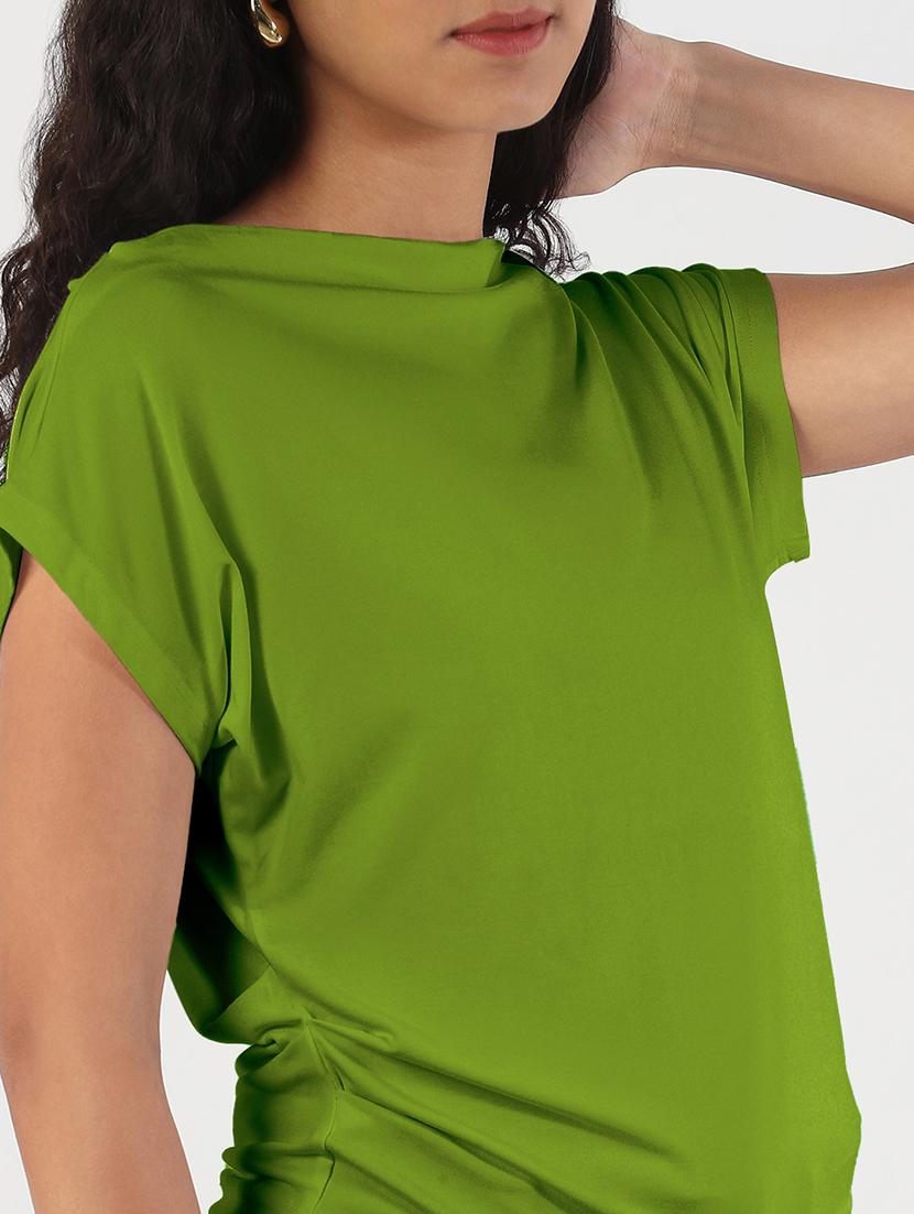 women green solid boat neck regular top - 21941964 - Standard Image - 4