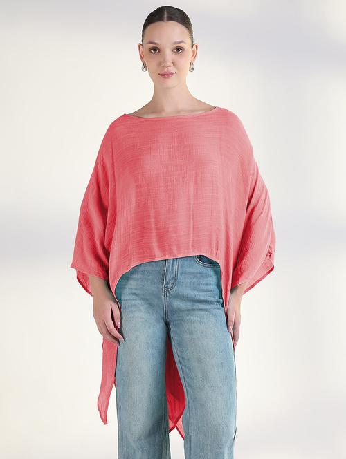women pink solid asymmetric top - 21941968 - Standard Image - 0