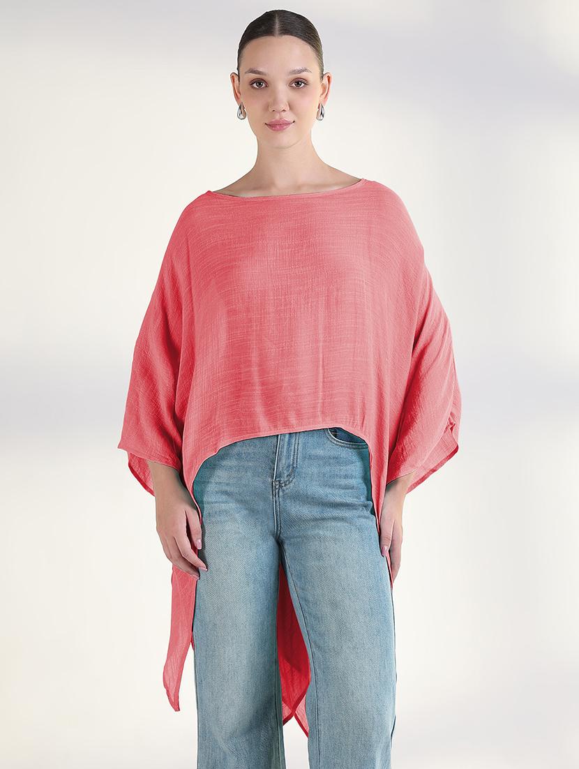 women pink solid asymmetric top - 21941968 - Zoom Image - 0