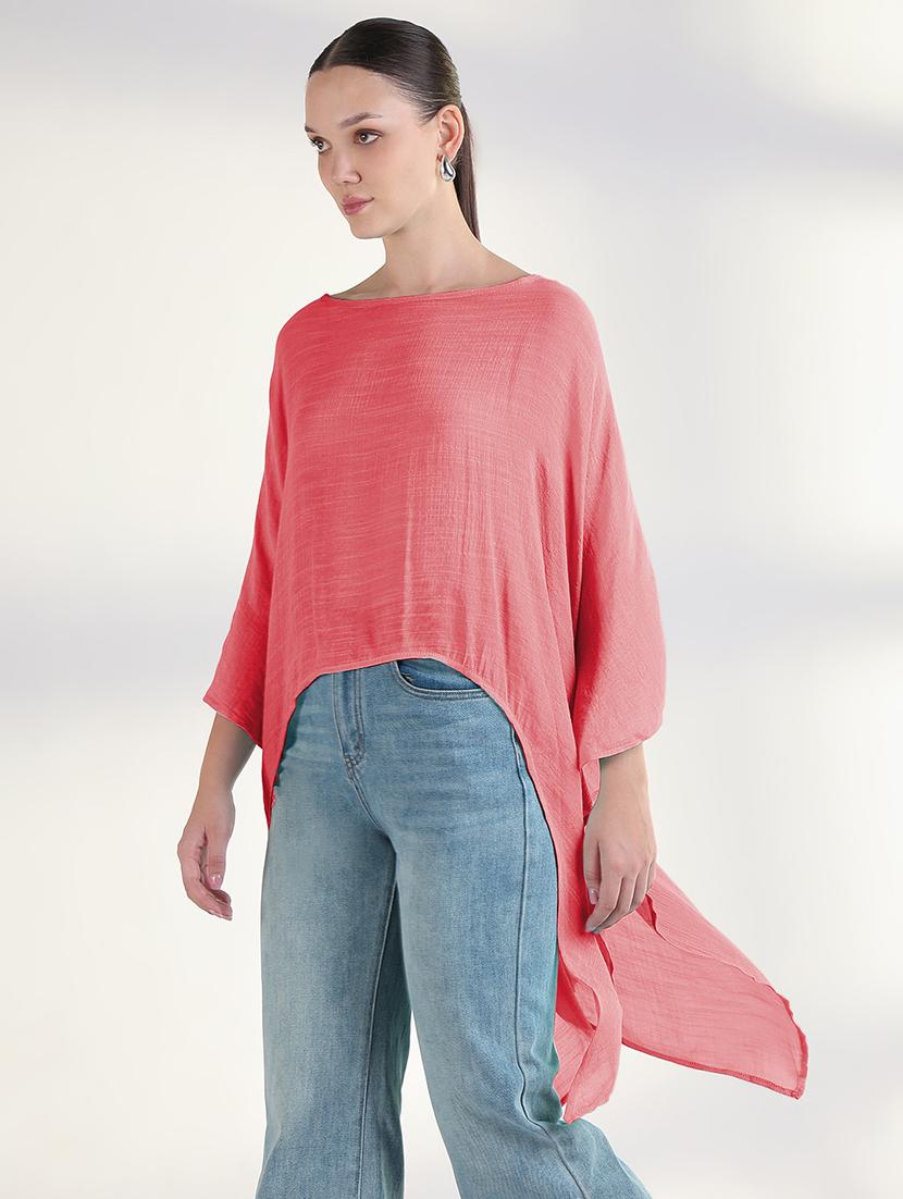 women pink solid asymmetric top - 21941968 - Standard Image - 1