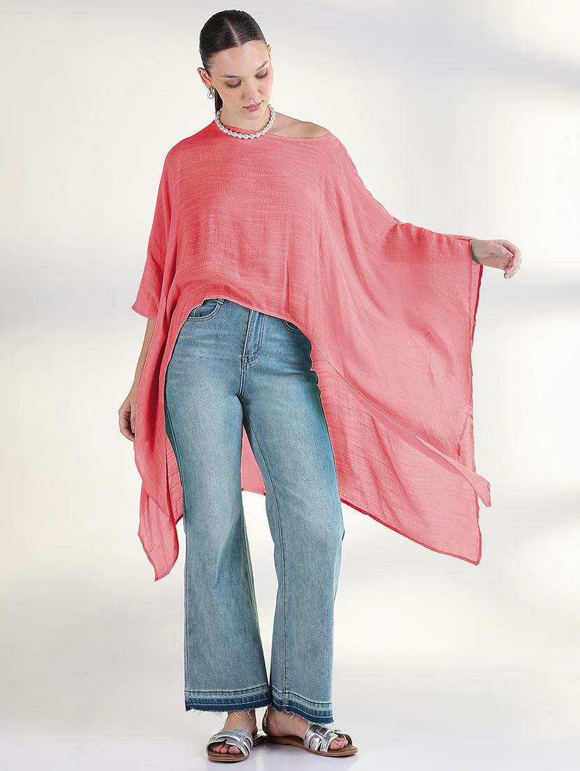 women pink solid asymmetric top - 21941968 - Standard Image - 4
