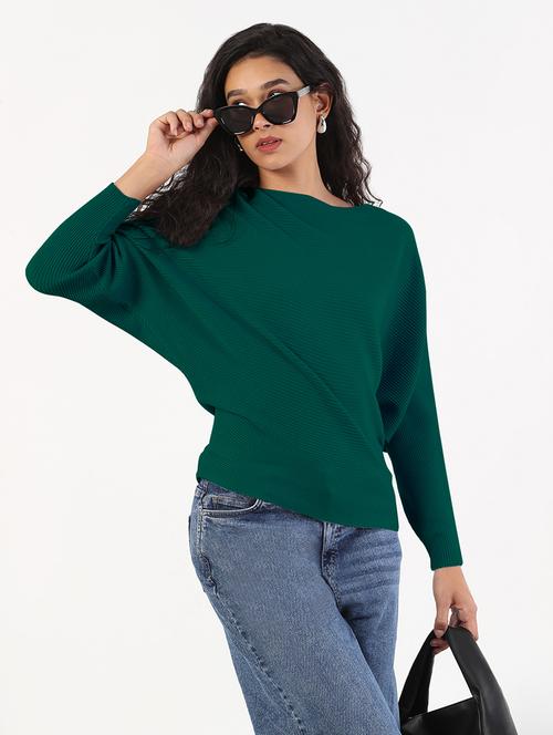 women solid batwing sleeve regular top - 21941971 - Standard Image - 0