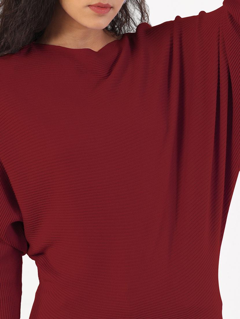 women maroon solid long sleeve regular pullover - 21941972 - Standard Image - 4