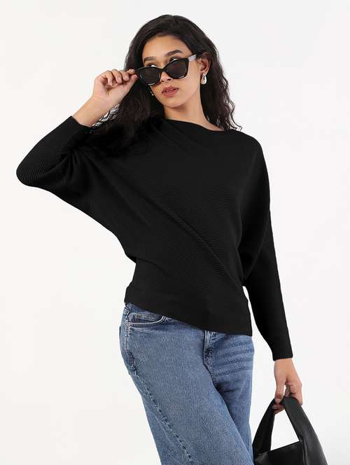 women solid batwing sleeve regular top - 21941973 - Standard Image - 0