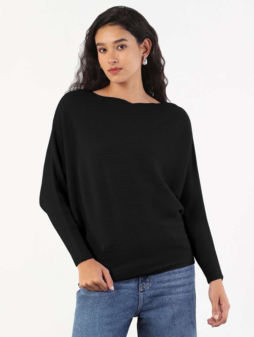 women solid batwing sleeve regular top - 21941973 - Standard Image - 1