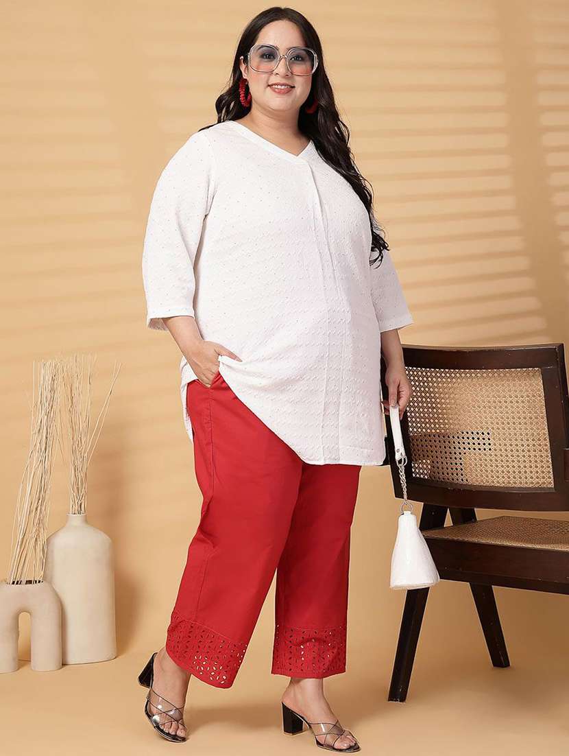 women solid mid rise straight palazzo - 21941975 -  Standard Image - 4