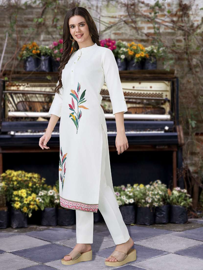 women three quarter sleeve kurta pant set - 21942014 -  Standard Image - 1