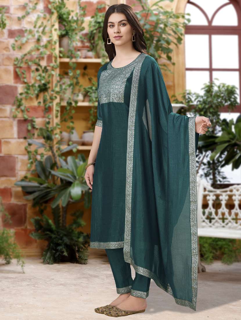 women three quarter sleeve kurta pant with dupatta set - 21942027 -  Standard Image - 1