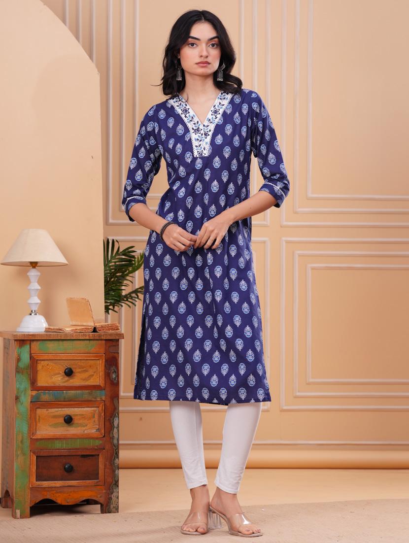 women three quarter sleeve straight kurta - 21942040 - Zoom Image - 0