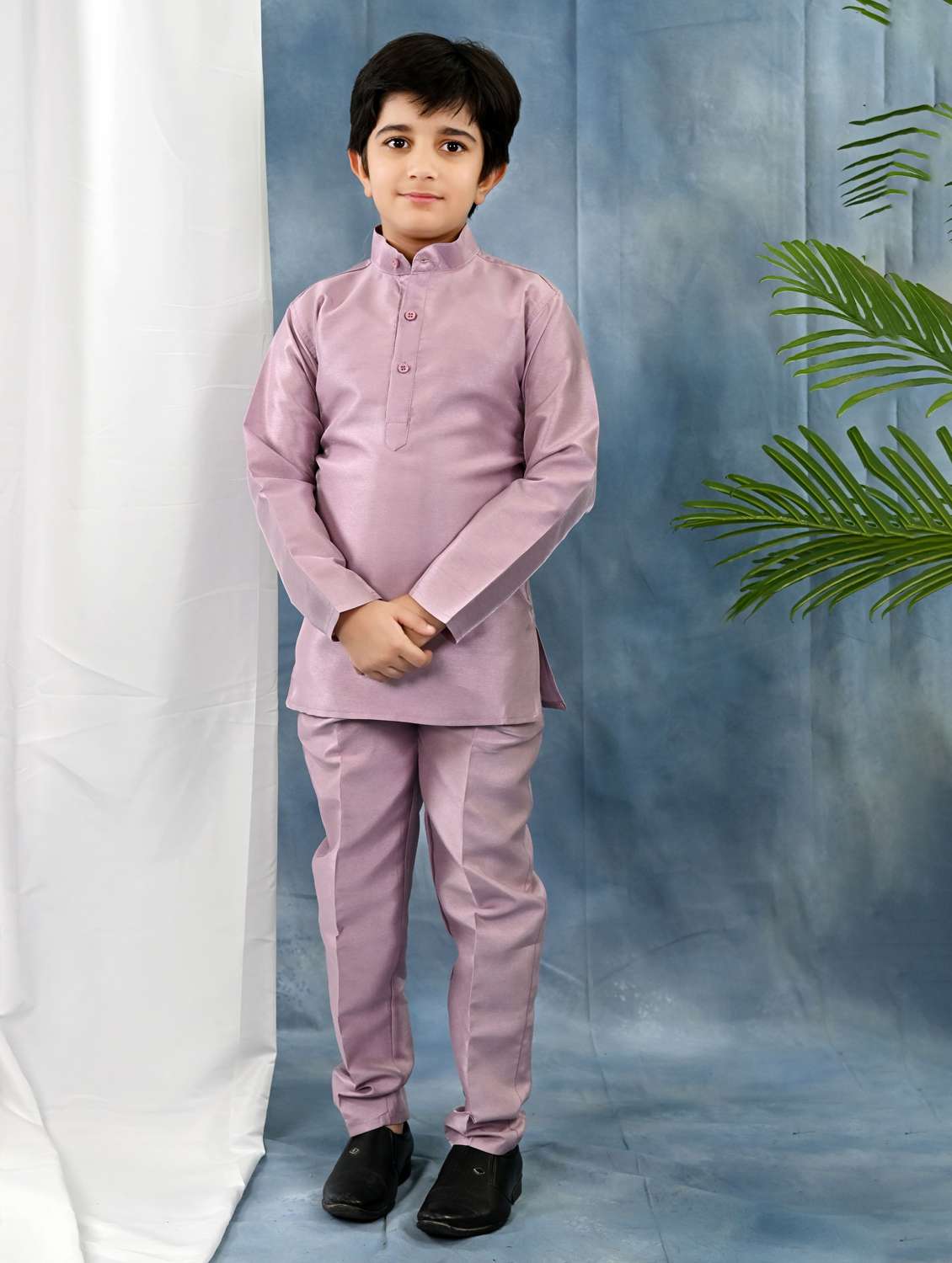 boys solid kurta pyjama with embroidered nehru jacket - 21942053 -  Standard Image - 4