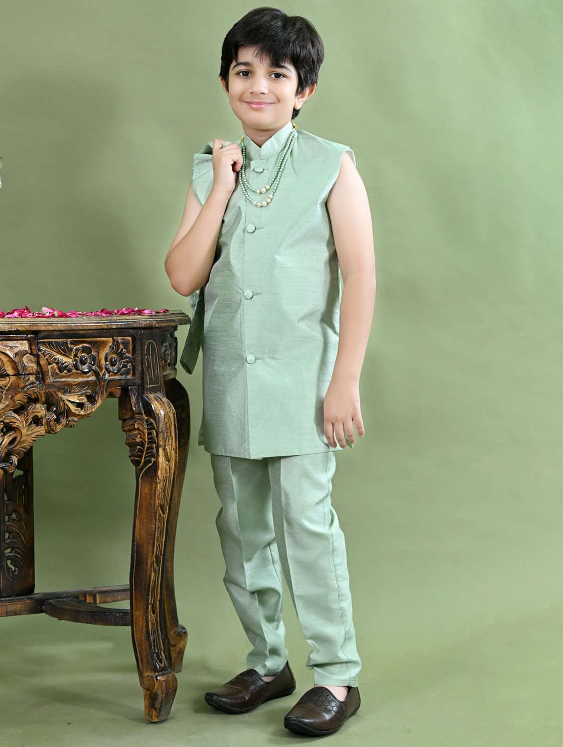 boys embroidered long sleeve sherwani - 21942055 -  Standard Image - 1