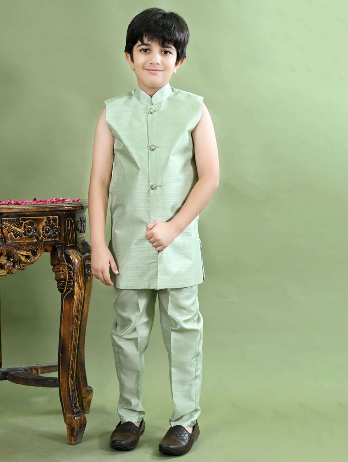 boys embroidered long sleeve sherwani - 21942057 -  Standard Image - 4