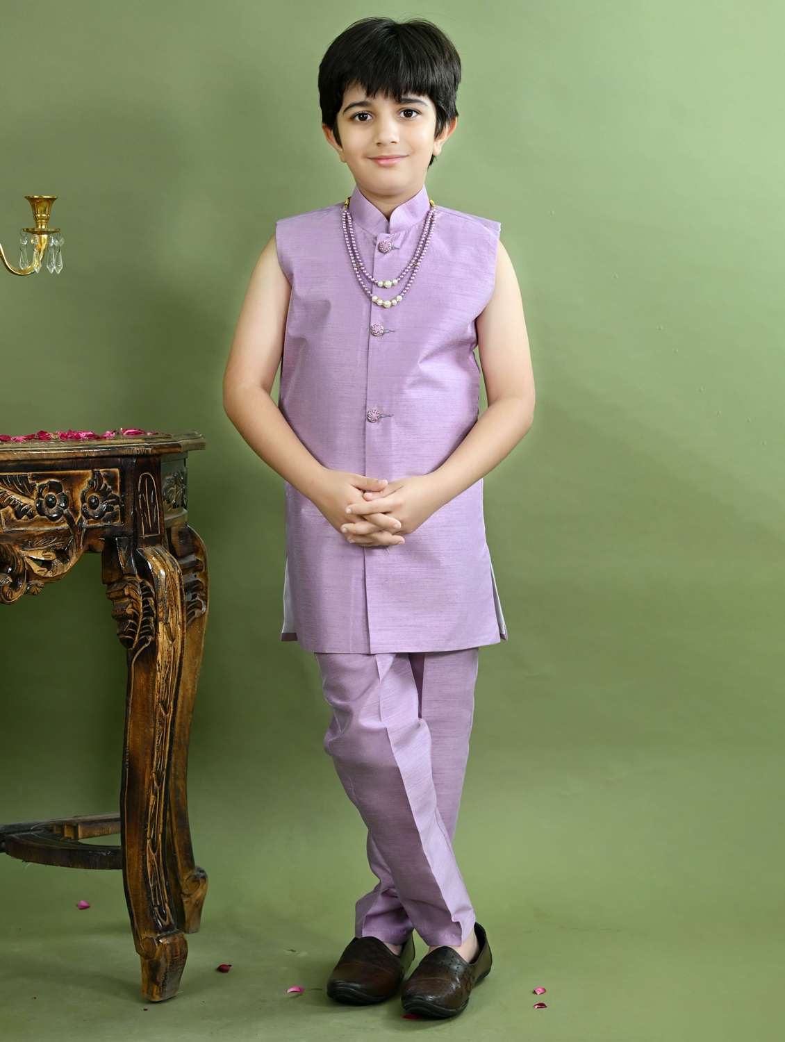 boys embroidered long sleeve sherwani - 21942060 - Standard Image - 4
