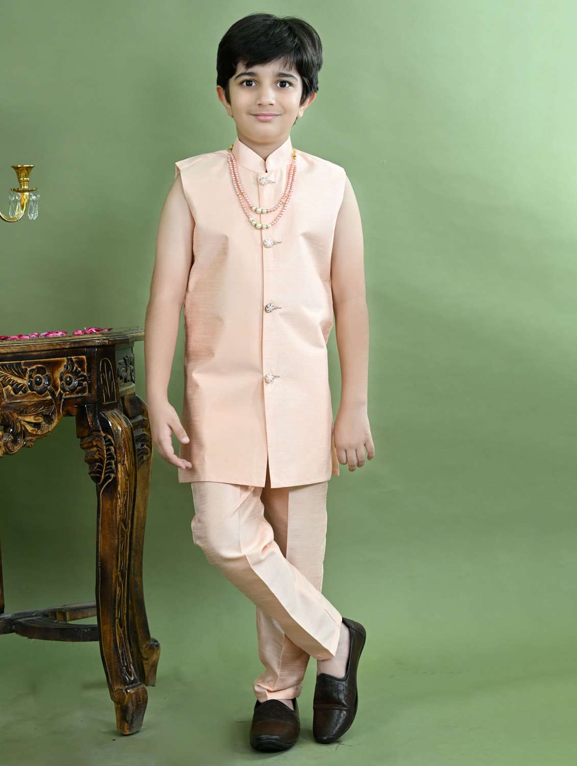 boys embroidered long sleeve sherwani - 21942061 - Standard Image - 4
