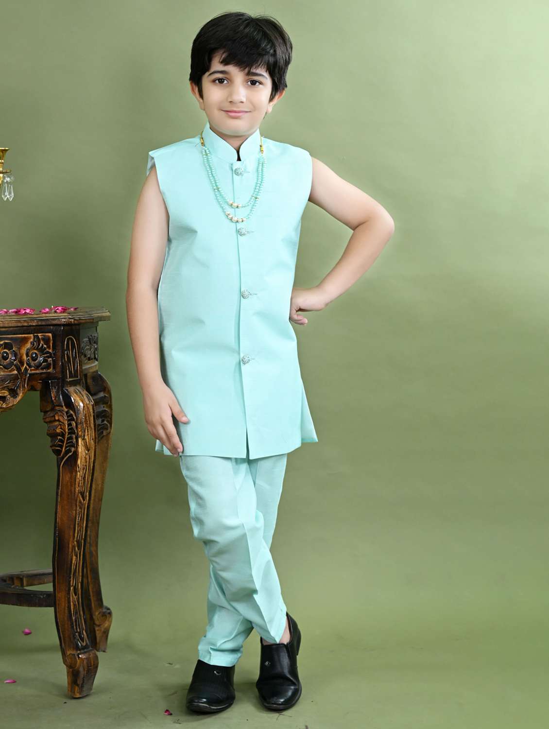 boys embroidered long sleeve sherwani - 21942062 -  Standard Image - 4