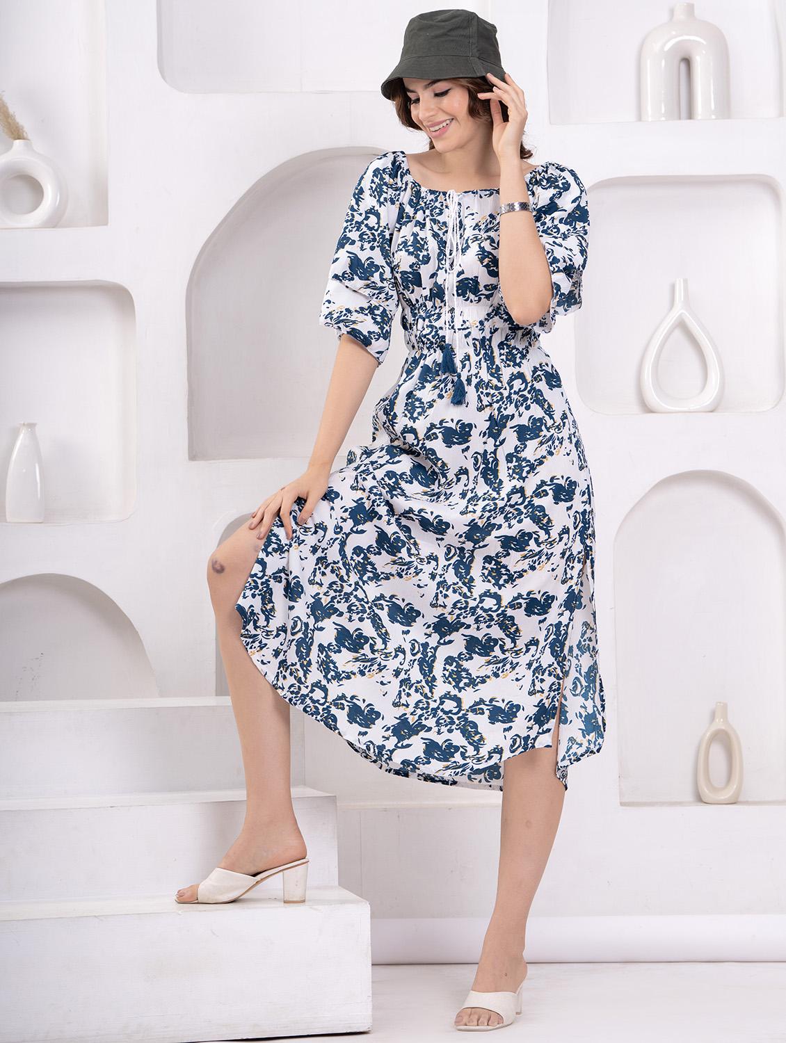 women printed off shoulder a-line dress - 21942091 - Zoom Image - 0