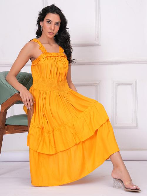 women solid shoulder strap layered dress - 21942100 - Standard Image - 0