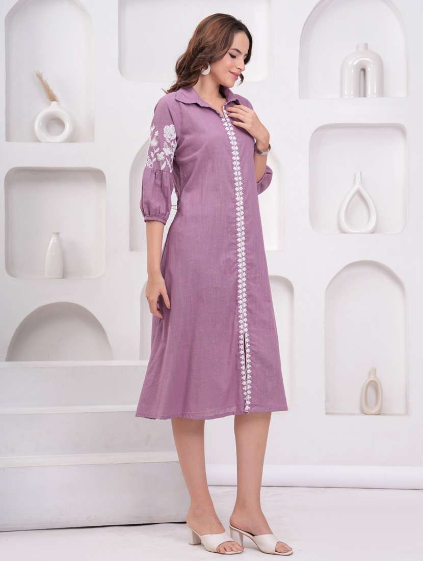 women embroidered puff sleeve a-line dress - 21942128 -  Standard Image - 1