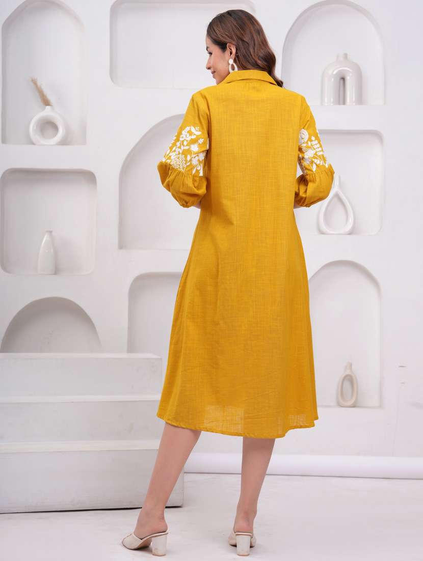 women embroidered puff sleeve a-line dress - 21942131 - Standard Image - 4