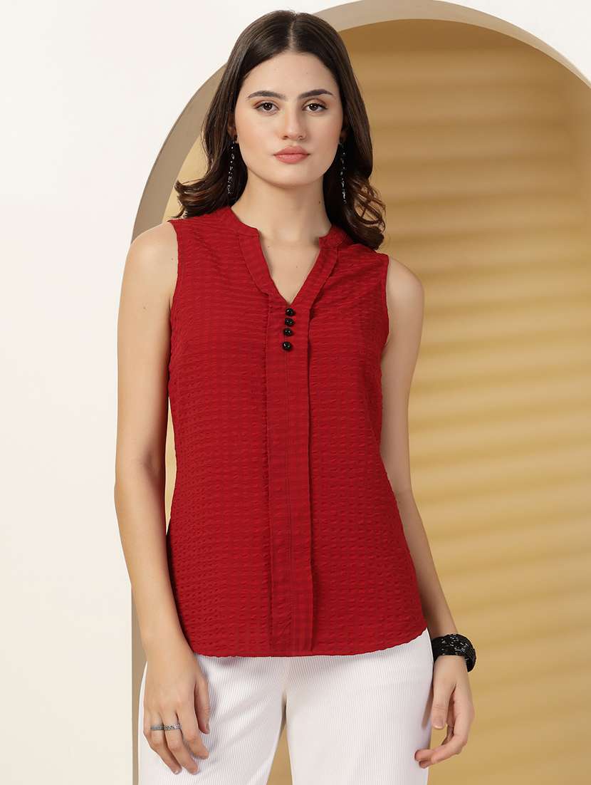 women self designed madarin neck sleeveless top - 21942210 -  Standard Image - 1