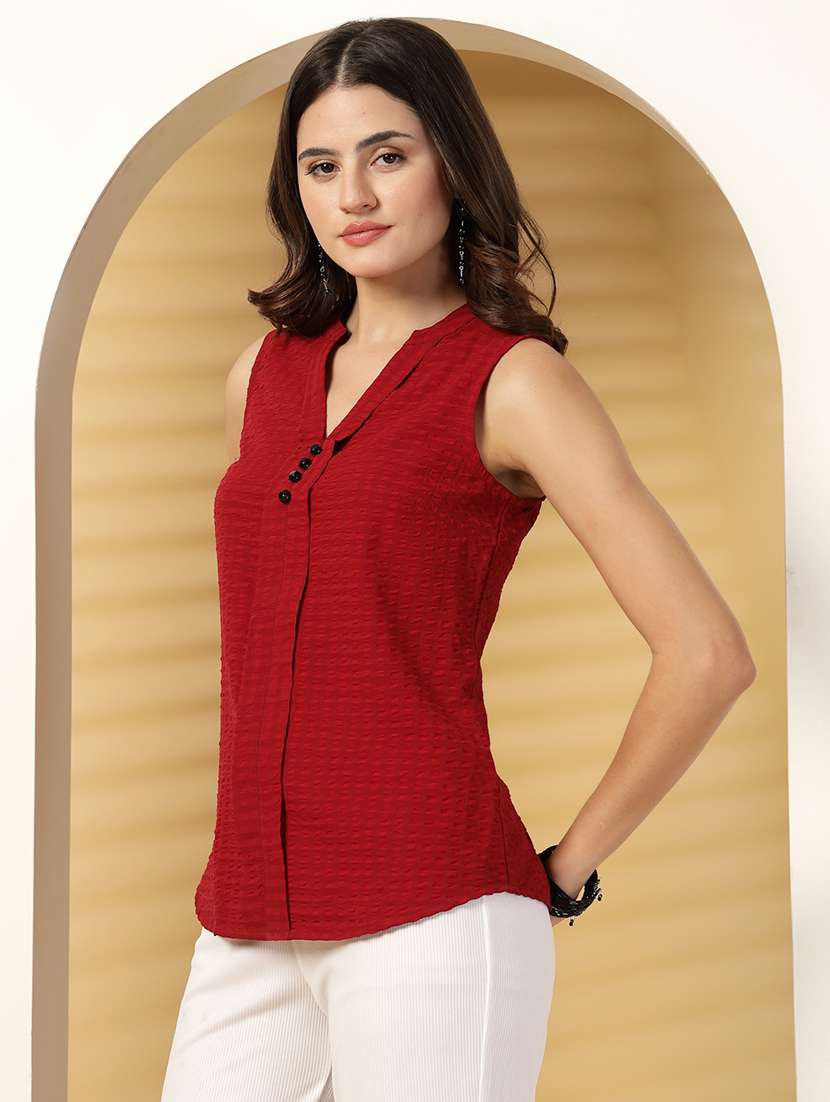 women self designed madarin neck sleeveless top - 21942210 - Standard Image - 4