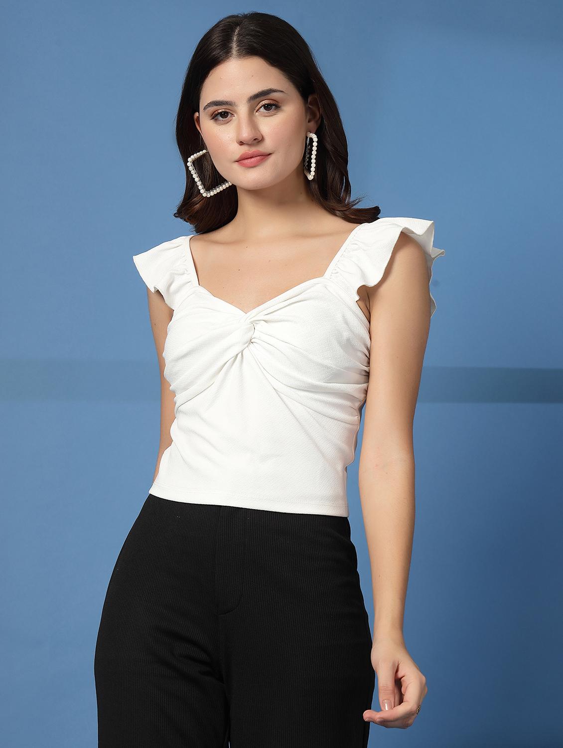 women white solid sleeveless regular top - 21942219 - Standard Image - 1