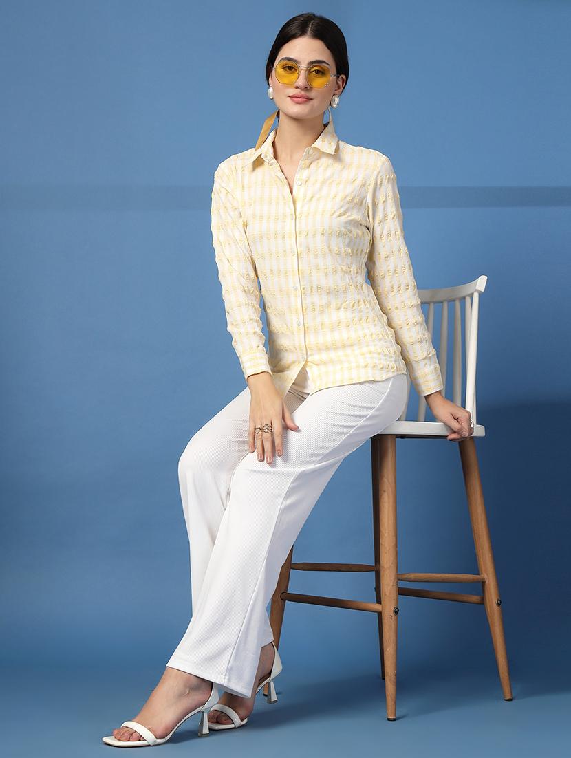 women checkered collared long sleeve shirt - 21942236 - Standard Image - 6