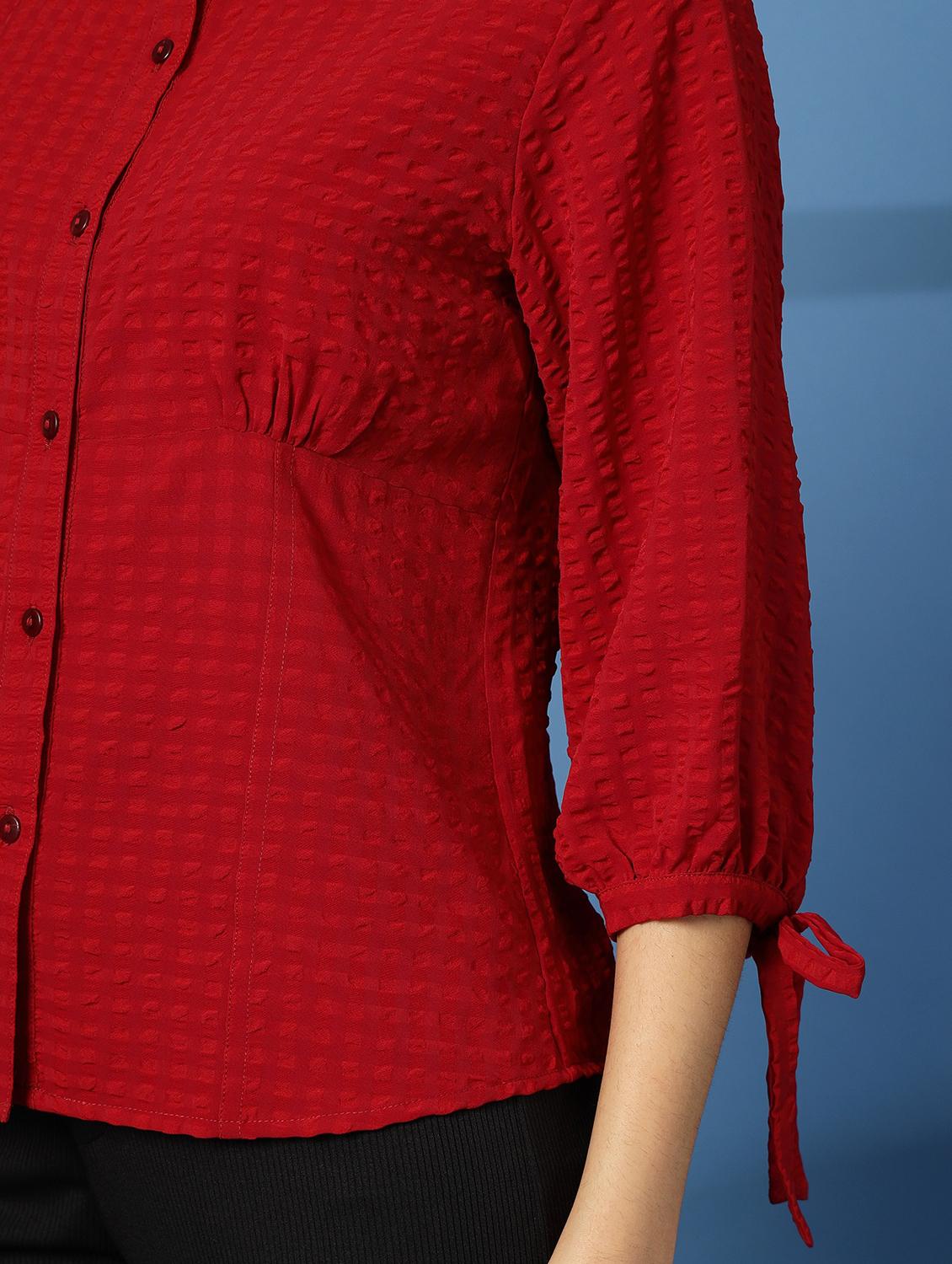 women self designed mandarin collar puff sleeve shirt - 21942244 - Standard Image - 6
