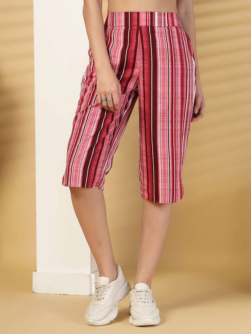 women striped high rise bermuda