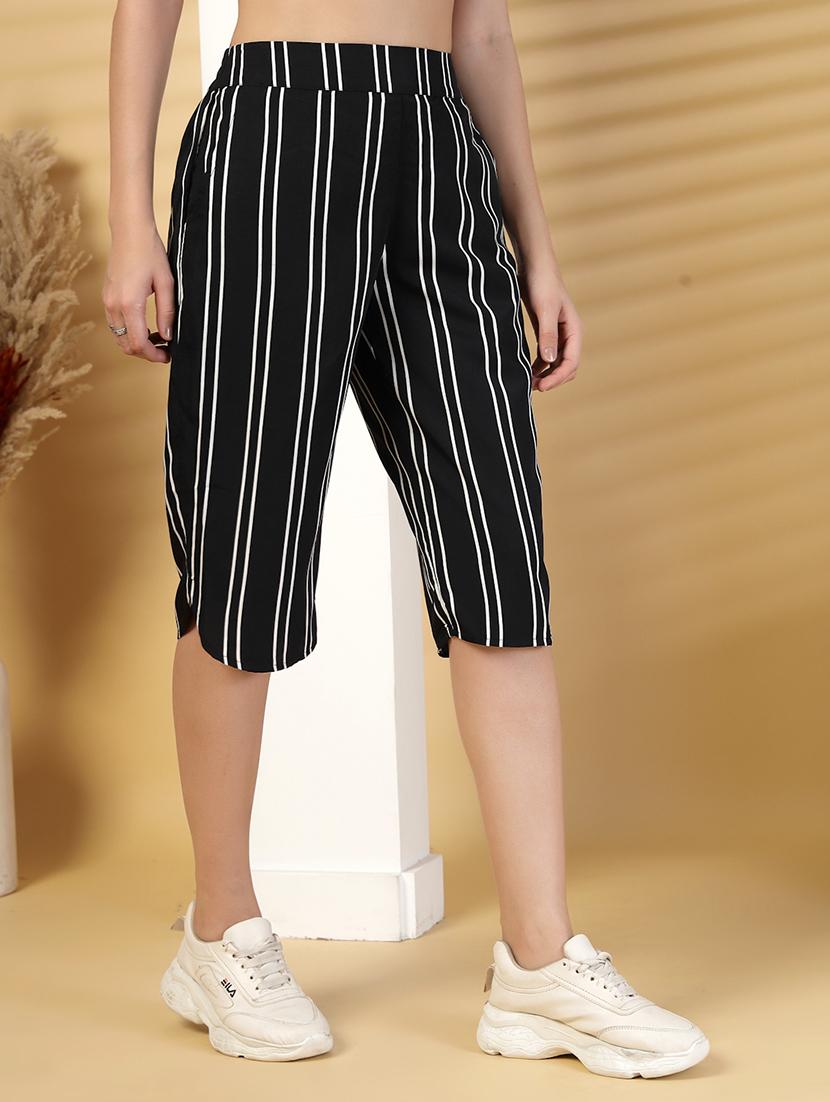 women striped high rise bermuda - 21942249 - Standard Image - 1
