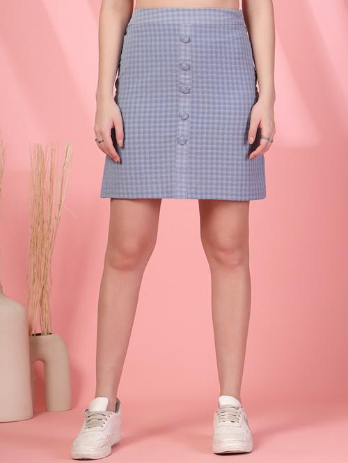 women checkered high rise straight skirt - 21942259 - Standard Image - 0