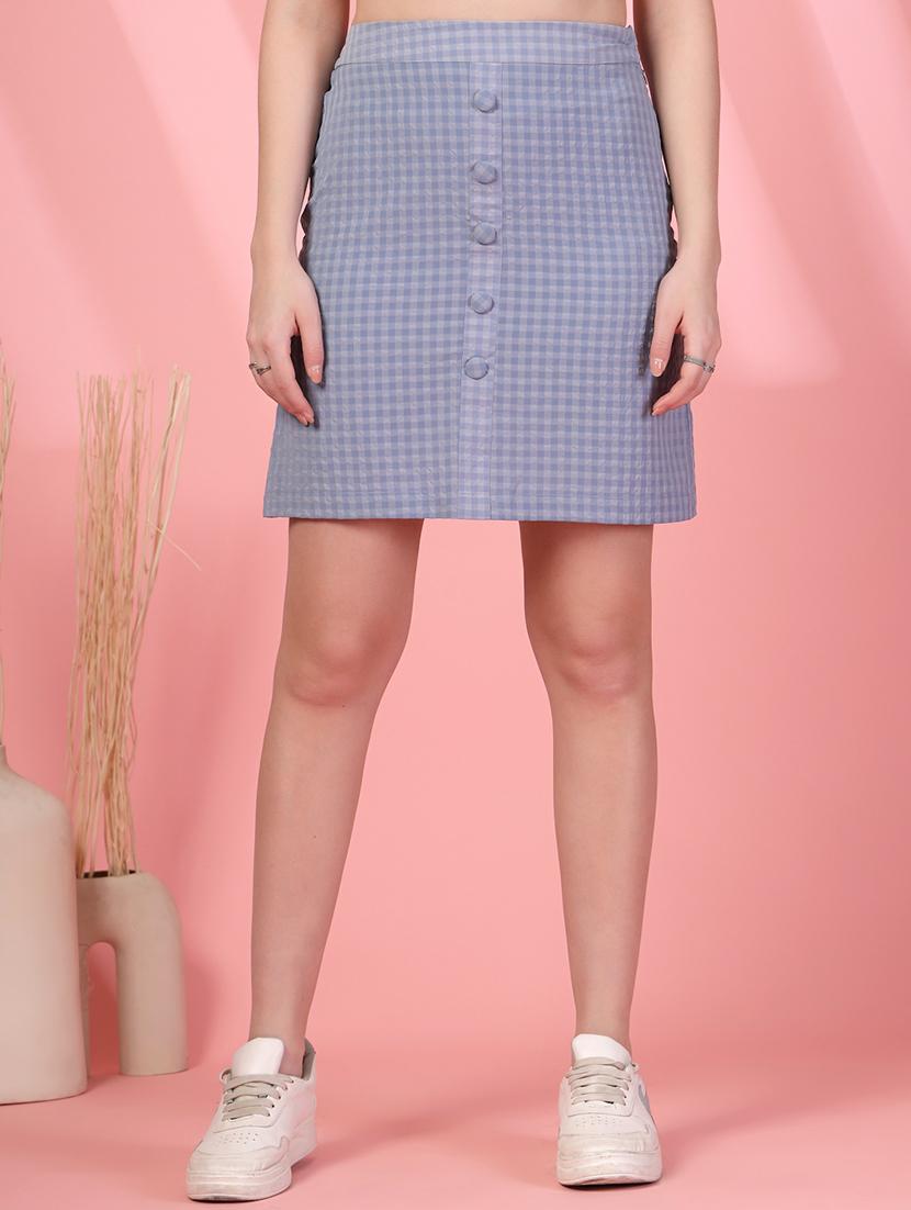 women checkered high rise straight skirt - 21942259 - Zoom Image - 0