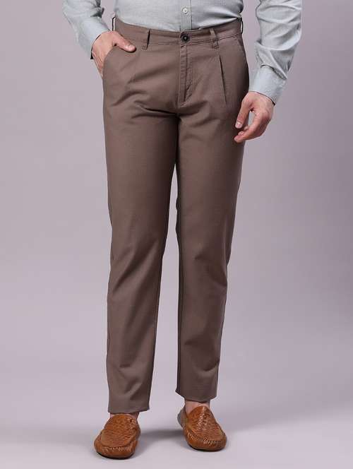 brown cotton chinos casual trousers - 21942280 - Standard Image - 0
