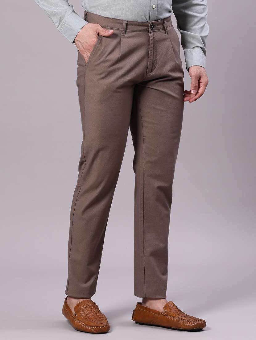 brown cotton chinos casual trousers - 21942280 - Standard Image - 1