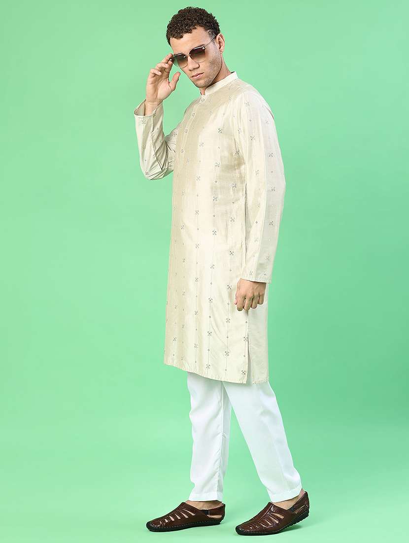 men long sleeve kurta and pyjama set - 21942337 -  Standard Image - 4