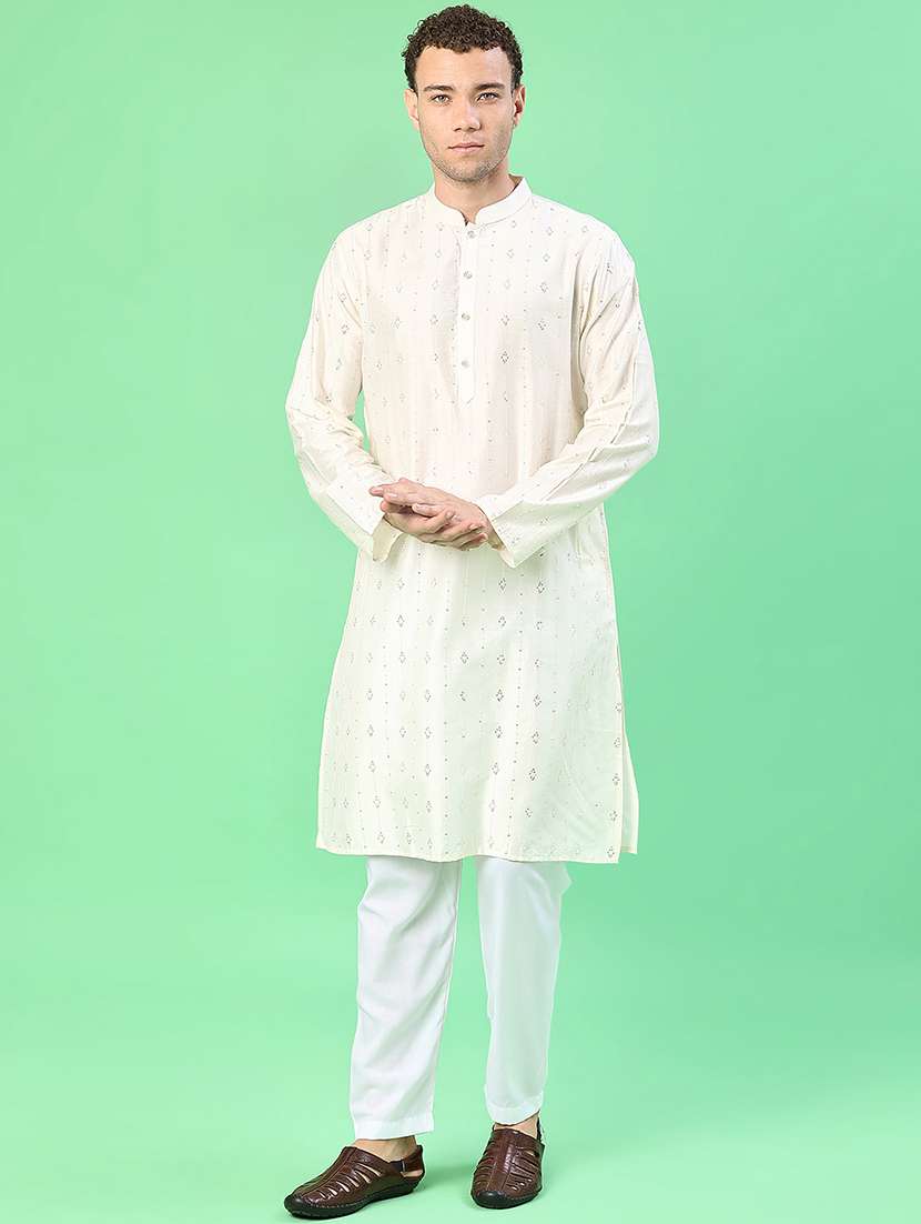 men long sleeve kurta and pyjama set - 21942338 -  Standard Image - 1